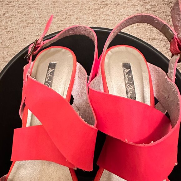 Studded Coral & Black Platform Sandals – Size 8.5 - Picture 5 of 9